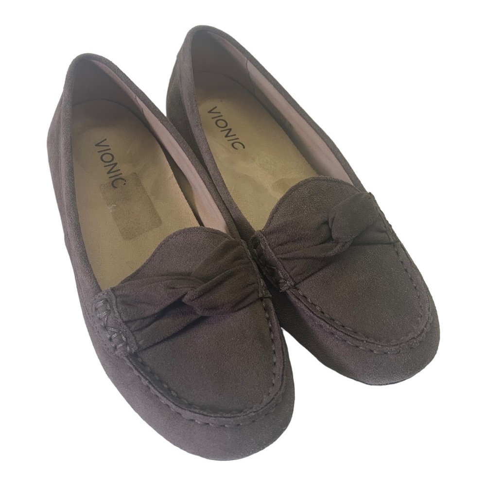 Vionic Chill Women's Taupe Suede Leather Slip on Loafer Size 8